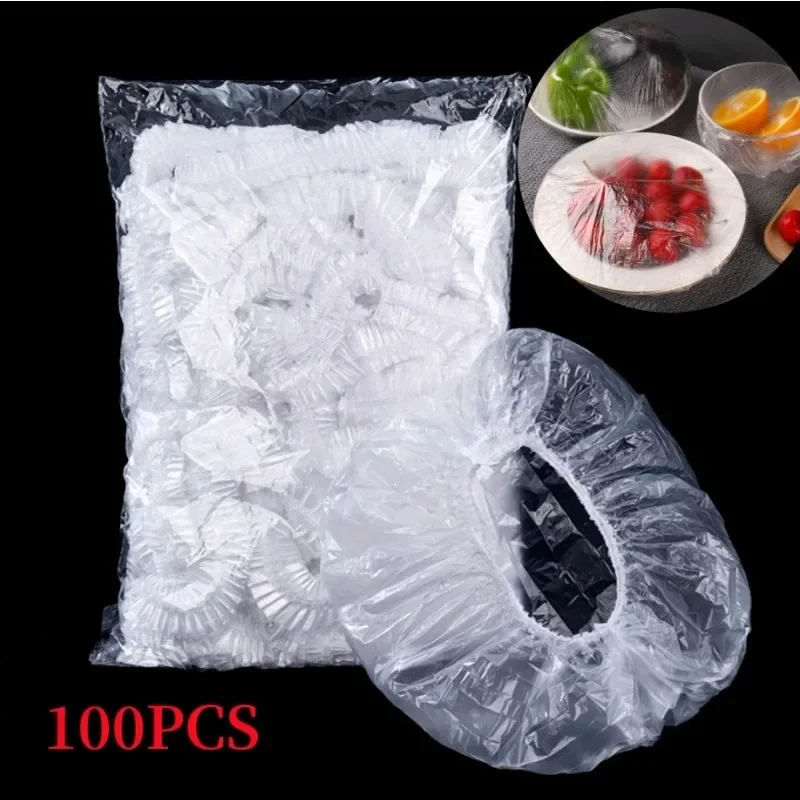 100/50pcs Disposable Food Cover Food Grade Fruit Vegetable Storage Bag Elastic Plastic Bag Bowl Cup Kitchen Fresh Keeping Bag