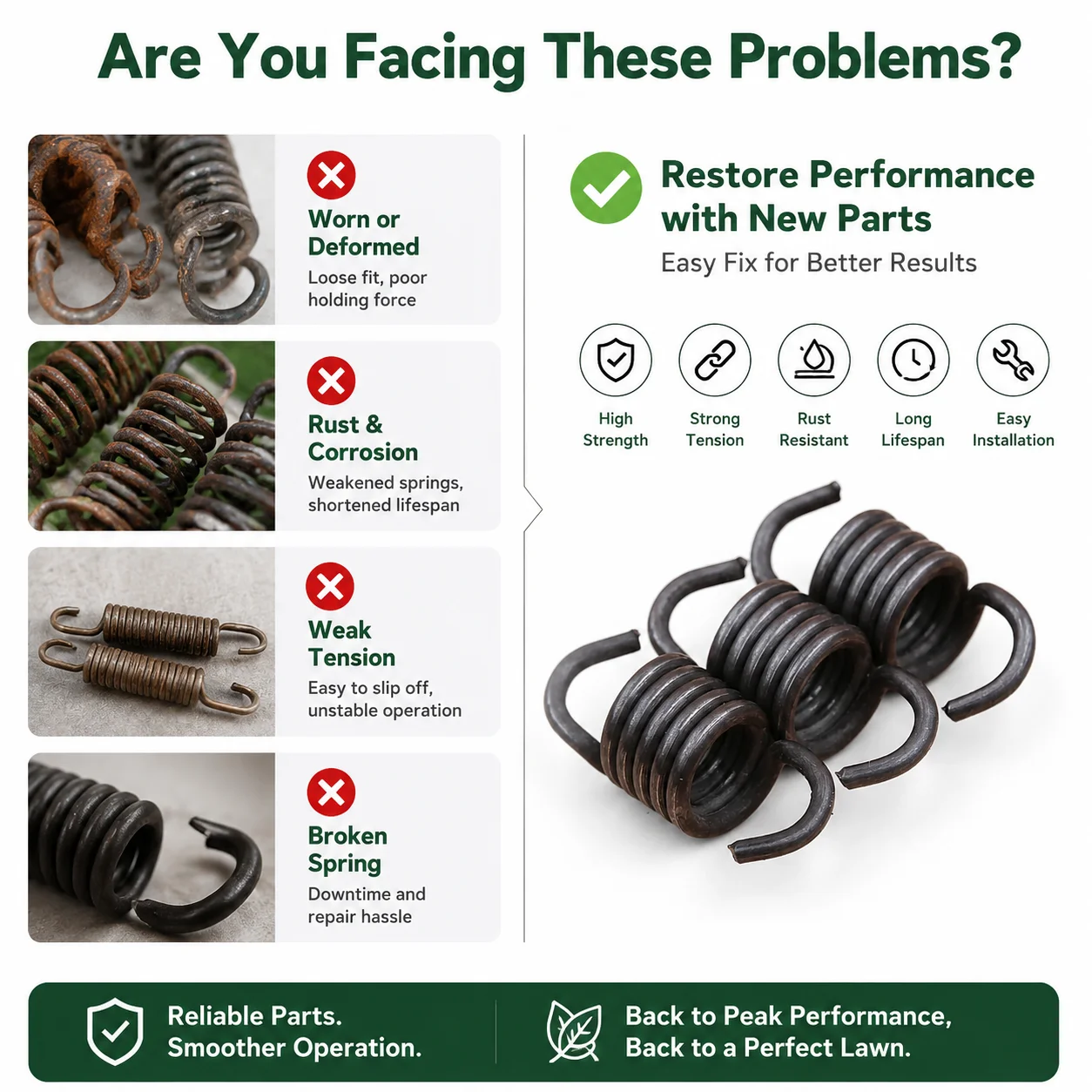 3Pcs Clutch Spring Kit Fits Chinese 2500 Zenoah Komatsu G2500 25cc Timberpro Lawnflite Small 2-Stroke Chainsaw Garden Tool Parts