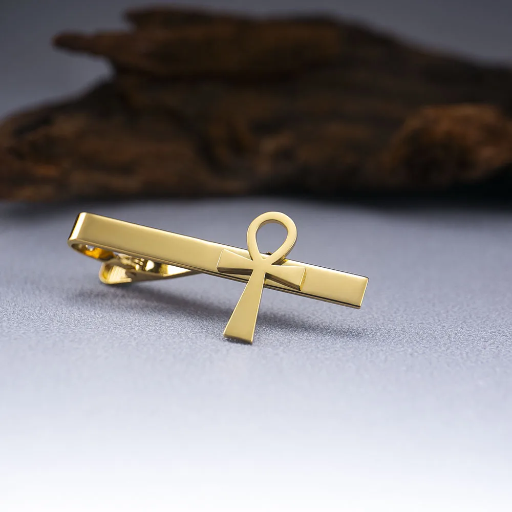 Vintage Egyptian Ankh Logo Stainless Steel Tie Clip Men's Fashionable Suit Tie Clip Wedding Tie Decoration Men's Gift