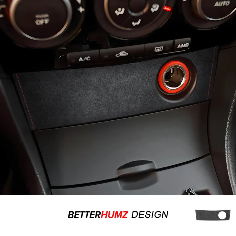 Para Mazda 3 Axela 2004-2009, Adhesivo Decorativo para el Panel del Encendedor de Cigarrillos de la Consola Central, Hecho de Alcántara, Accesorio de Tuning Interior para Automóvil