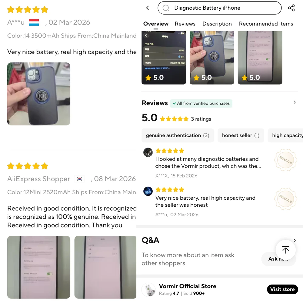 5Pcs/lot Vormir Diagnostic Battery For iPhone 13 12mini 14 15Pro Max High Capacity Battery Shows Genuine Parts No Pop Up Message