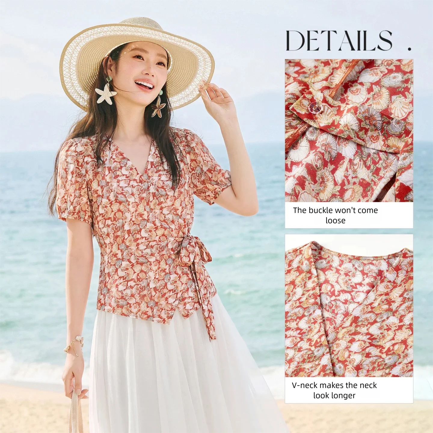 Chemisier en mousseline SENTUB - Wrap Blouse Chiffon avis et prix