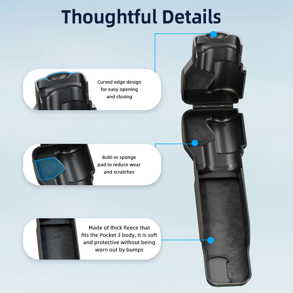 BRDRC Pocket 3 Funda protectora de pantalla DJI Osmo Pocket 3 Accesorios Tapa de lente de cámara portátil Estuche rígido con forro suave