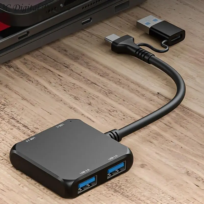 USB C 확장 케이블 USB 스플리터 USB C/USB MALE에서 2XUSB2.0+1XUSB3.0+1XTYPE C Q84A