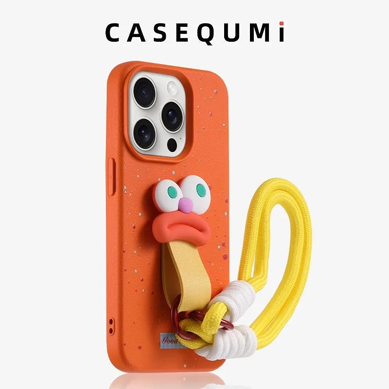 

Creative Weenie Lanyard for iphone15promax Phone Case Cute Apple 16promax Protective Case 14pm Wristband13pro Wrestling Silicone