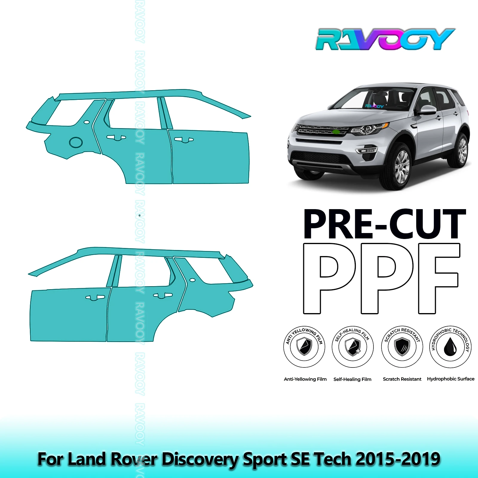 

For Land Rover Discovery Sport SE Tech 2015-2019 8.5mil Pre-Cut PPF Door & A/B Pillar Kit TPU Paint Protection Film Set