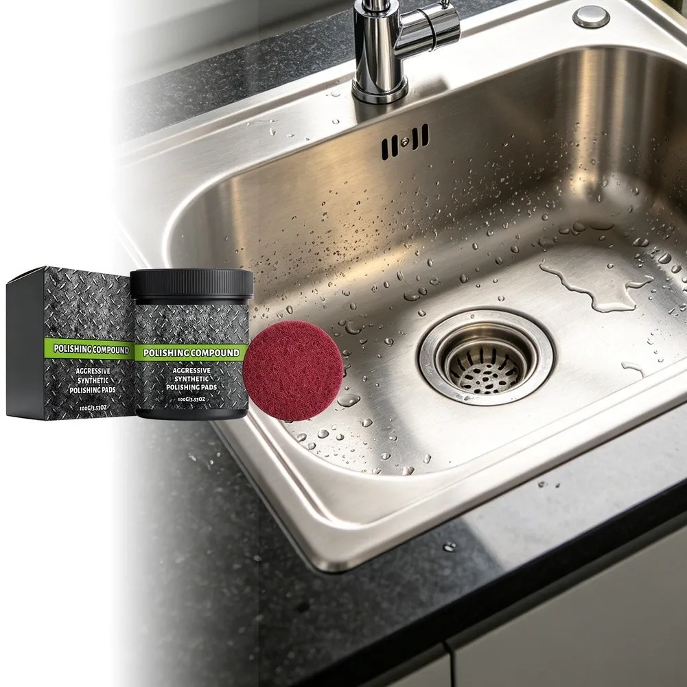 Multi-Material Scratch Remover Polish with Synthetic Pads for Metal Stone Plastic and Ceramic Restores Original Luster