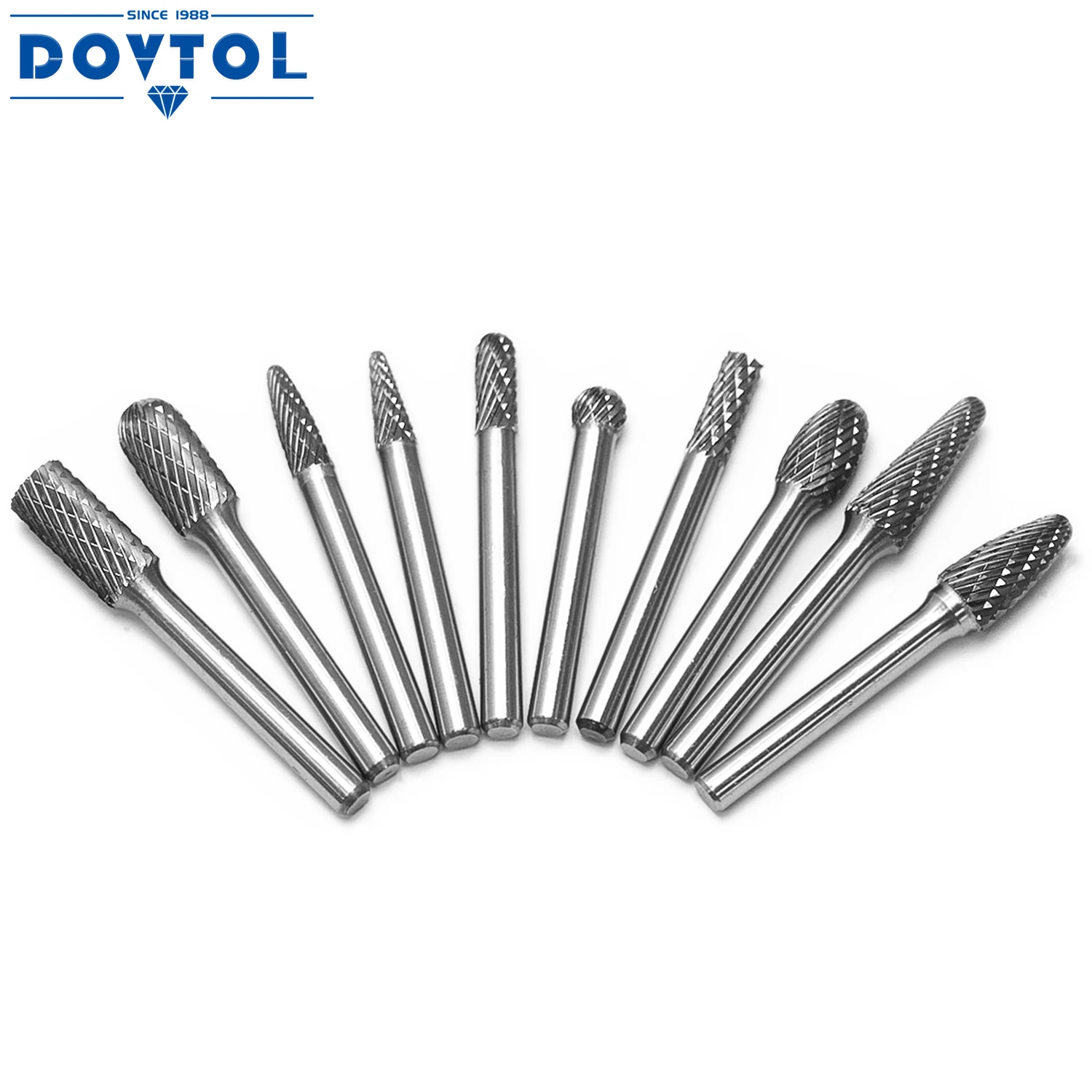 Carbide Burrs Set with 1/4''Shank Double Cut Solid Power Tools Tungsten Carbide Rotary Files Bits for Die Grinder Metal Wood