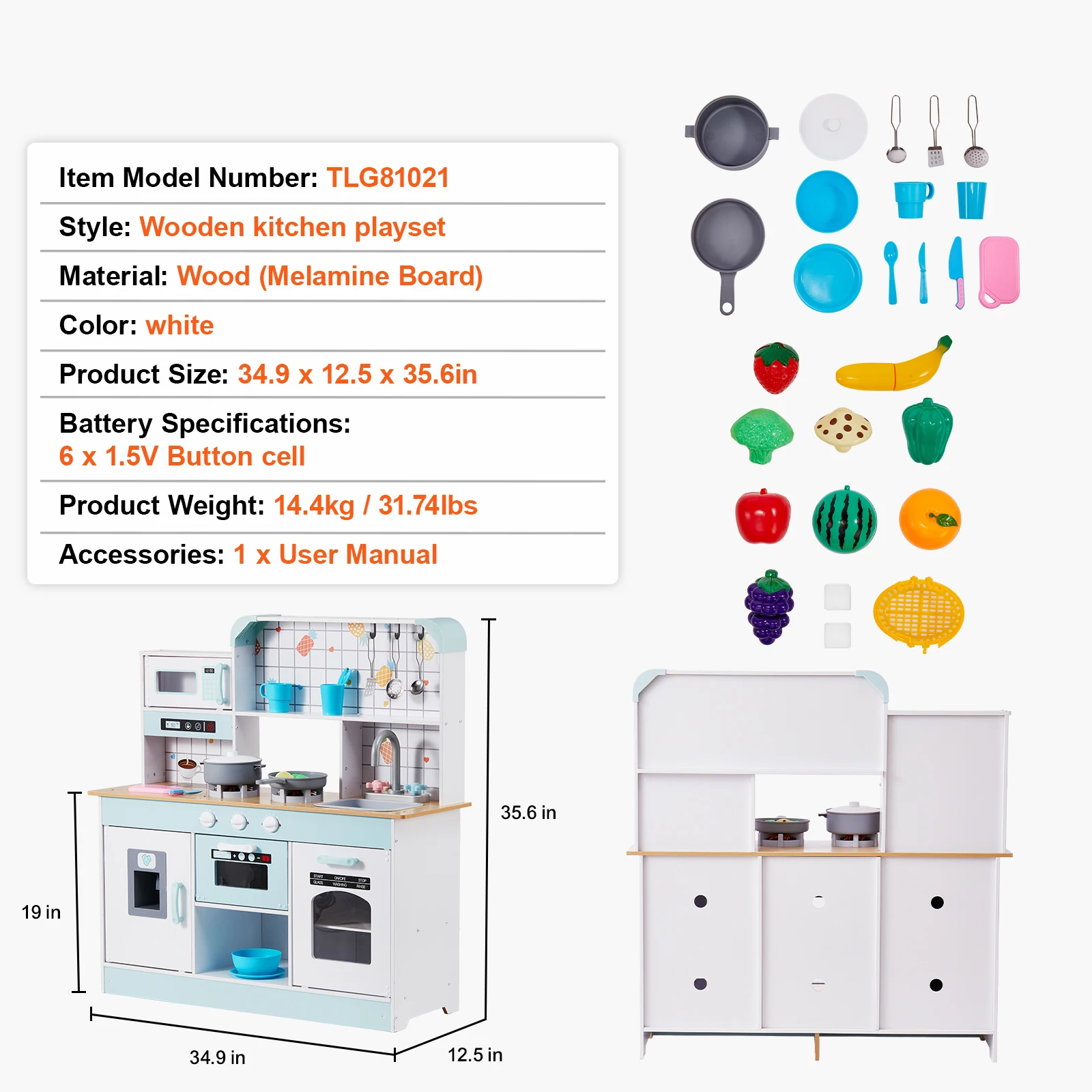 SucceBuy Fantasiespel Kookspeelgoed voor kinderen Chef-speelset Keukenaccessoires met licht en geluid voor peuters Meisjes Jongens
