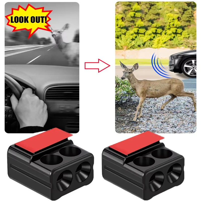 2/4Pcs Deer Warning Whistle Device for Car Vehicle Ultrasonic Deer Repeller Wildlife Repelling Whistles Sticker Car Animal Alert