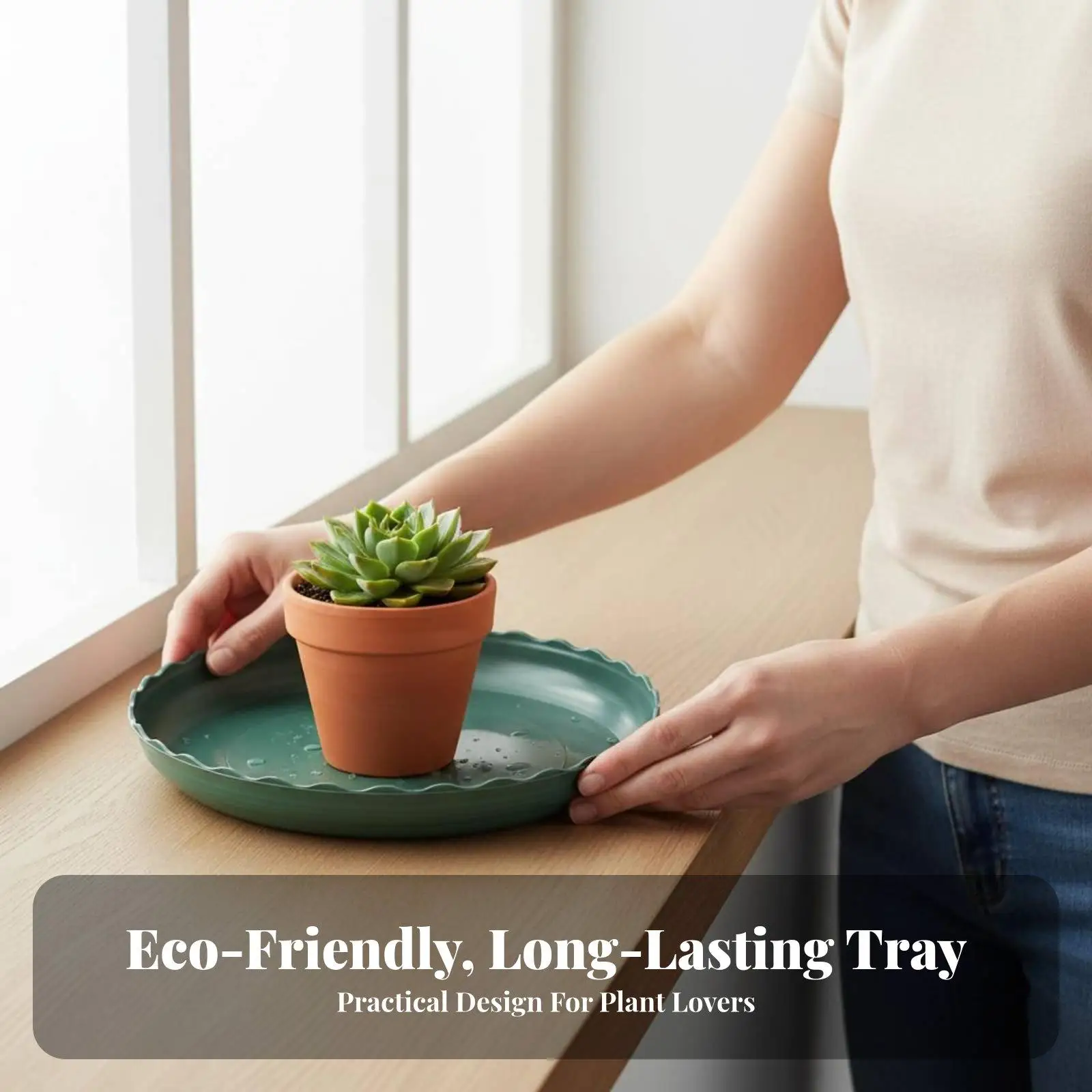 Round Tray Base for Plant Pots PP Resin Drip Tray for Indoor Outdoor Planters Large Flower Pot Saucer for Water Collection