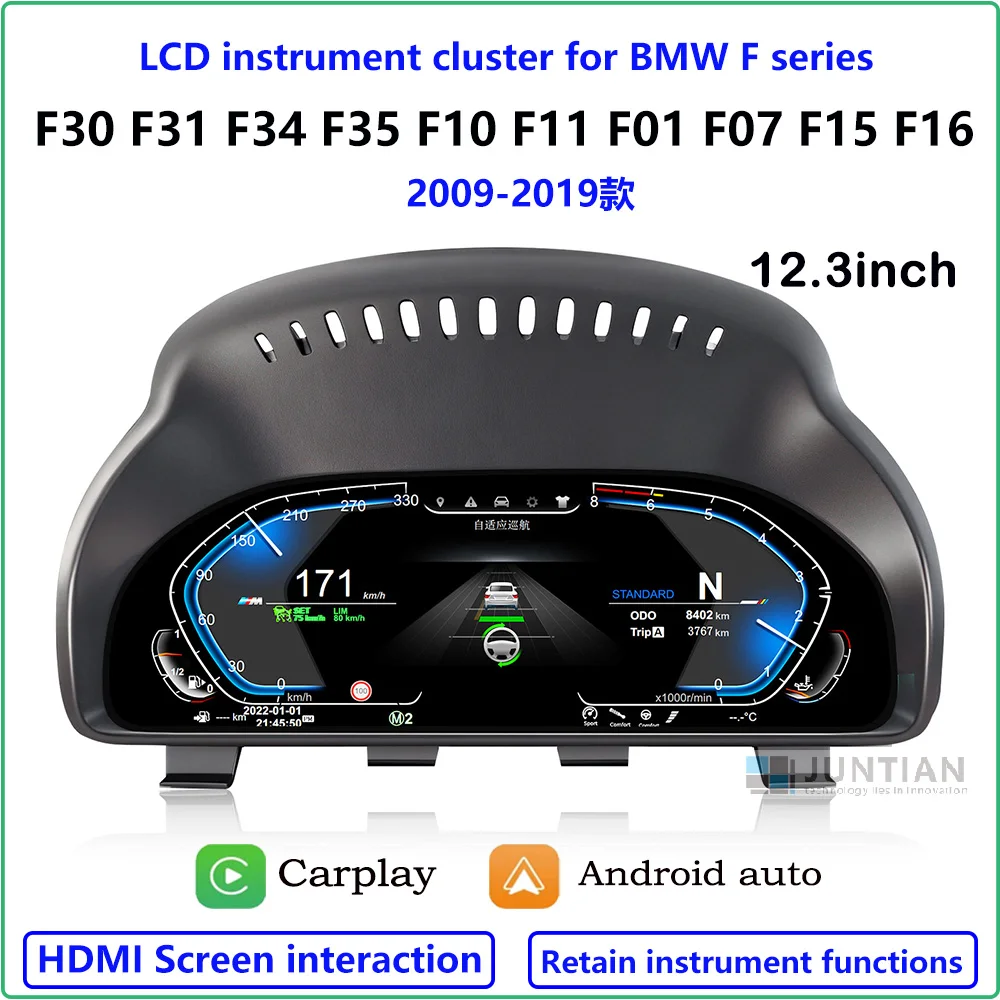 Image of LCD-Digital-Instrumentencluster für BMW F30 F33 F10 F07 X3 X5 X mit kabellosem CarPlay und Android Auto, Hicar, Airplay, HDMI