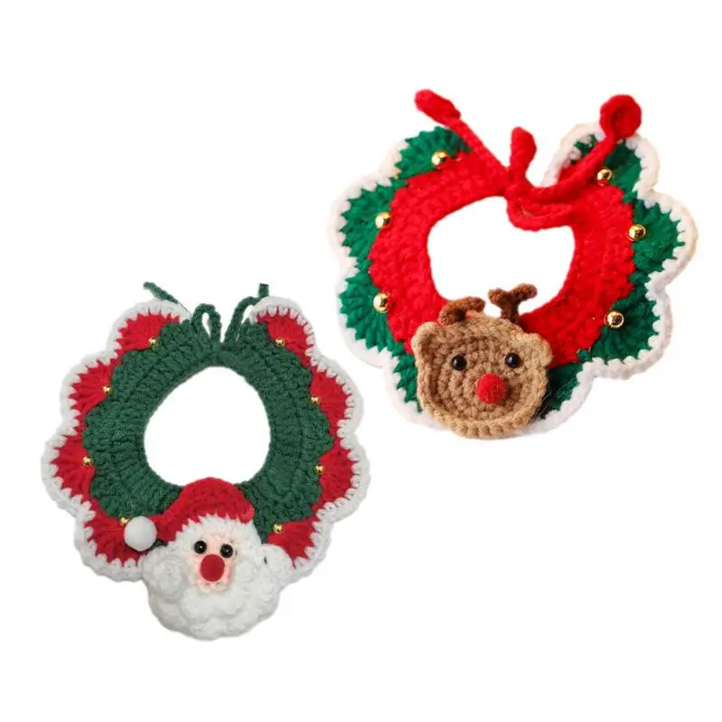 Christmas Dog Cat Santa Scarf Knitted Pet Winter Neck Warmer Costume Soft New Year Christmas Pet Decoration for Cat Dog supplies