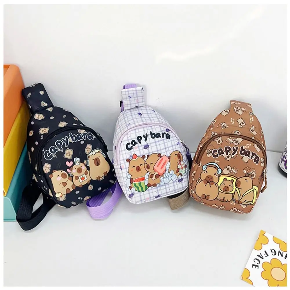 

New Capybara Shoulder Bag Cartoon Animal Lightweight Chest Bag Nylon Crossbody Bag For Kids