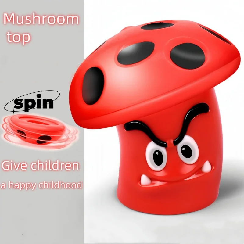 Cartoon funny creative small mushroom pocket new strange press against spinning top children\'s toy gift