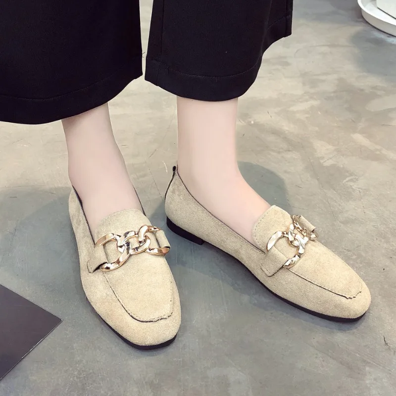 New Metal Rings Loafers 2024 Summer Women's Flat Shoes Comfort Round Toe Flat Lady Shoes Lightweight Versatile Female Footwear