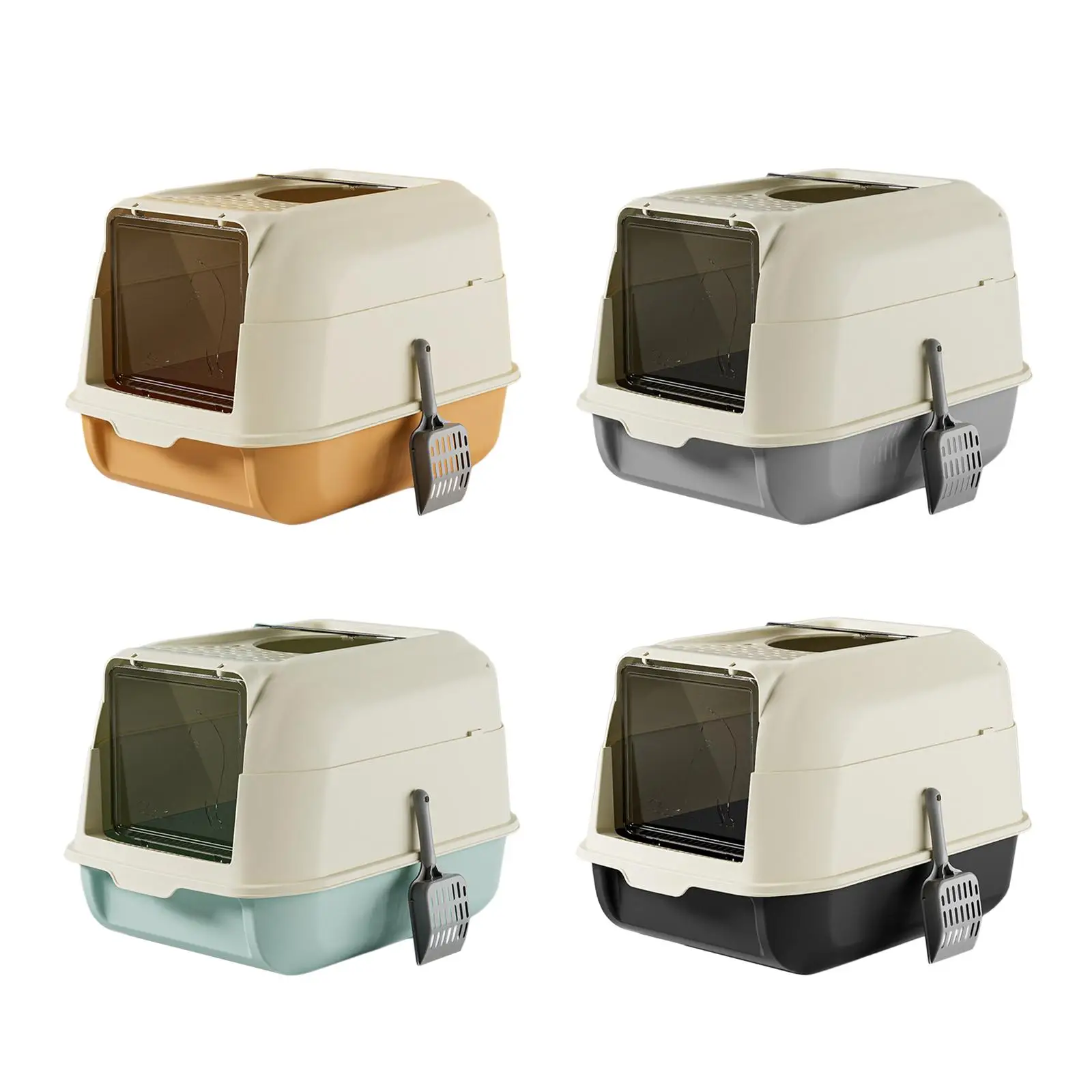 Cat Litter Box with Lid, Cat Potty, Fully Enclosed Double Door Cat Litter Tray,