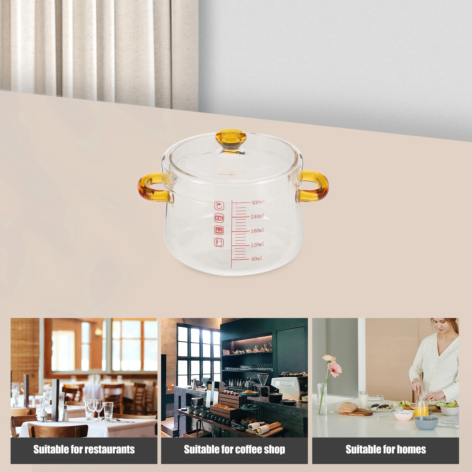 

Transparent Glass Steamed Egg Bowl Double Ear Heat Resistant Kitchen Cooking Pot Multi Functional Stew Pot for Soup Household