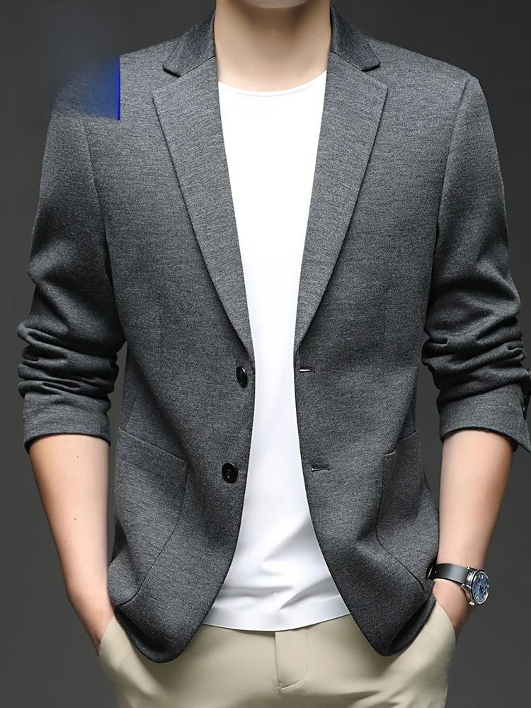 

Мужской костюм из смесовой шерсти, повседневный, деловой, стильный, городской, молодежный, для путешествий, однобортный, с длинными рукавами