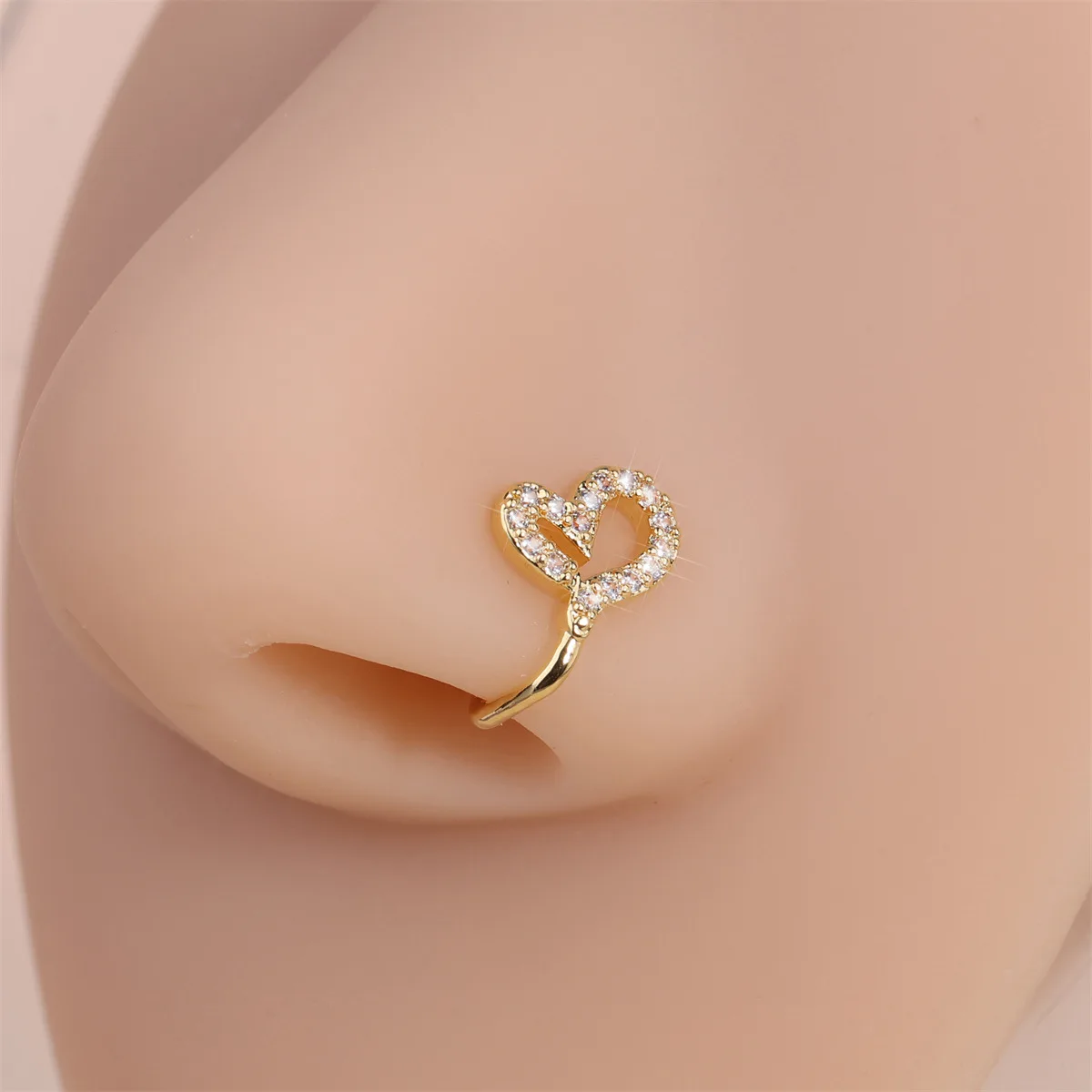 1pc Doppel Blume Charme Kein Piercing Kupfer Intarsien Zirkon U-förmigen Nase Clip Gefälschte Nase Ring Weibliche Kein piercing Piercing Schmuck – Detail 11