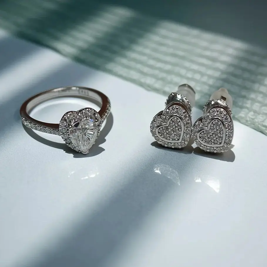 

Heart Jewelry Set 6*6mm Moissanite Rings for Women with Gra Certificate Engagemet Wedding New 2025