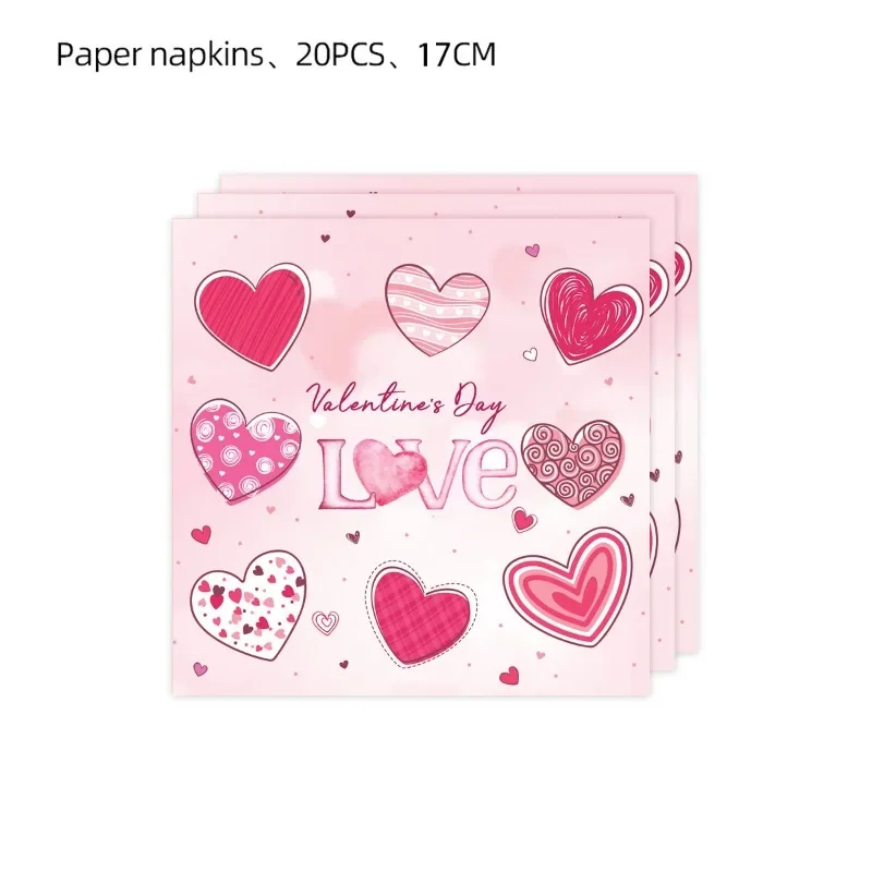 

20pcs/Pac 33cm 2-Ply New Pink Valentine's Day Love Theme Party Decoration Proposal Decoration Paper Placemats Wholesale Cheap