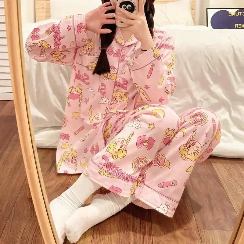 New Sailor Moon Womens Pajamas Soft Pretty Soldier Sailor Moon Pajama Sets Girls Pajama Pants Long Sleeve Suit Gifts