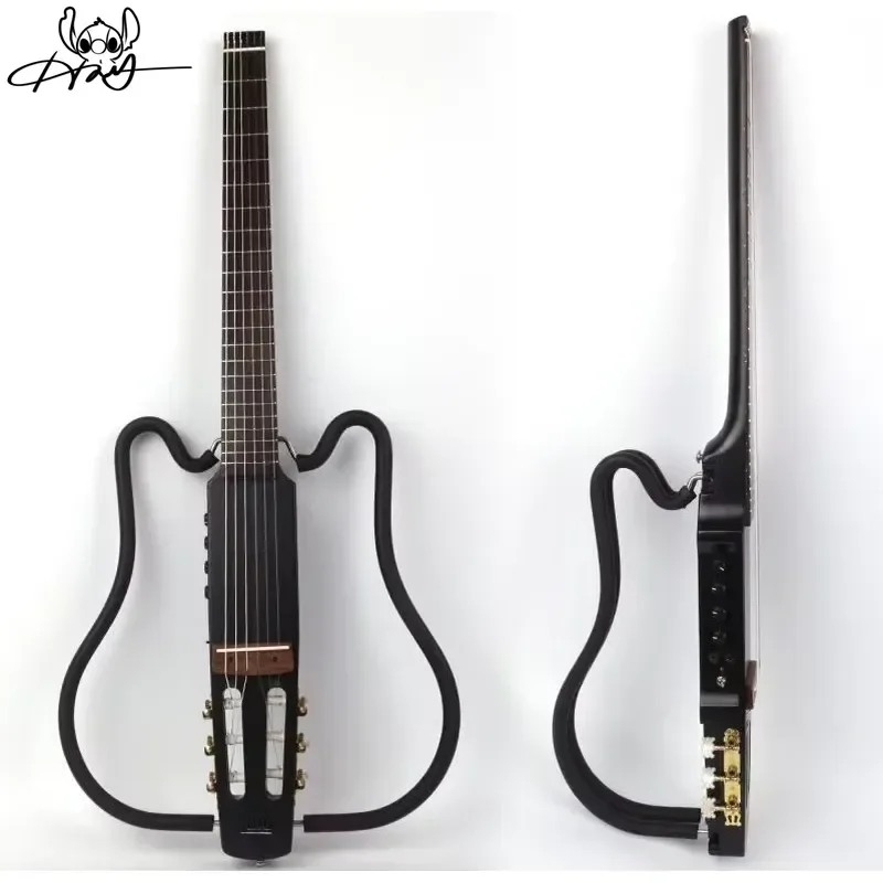 G-1623 Silent Guitar Portable Travel Electric Acoustic Solid Wood Body Compact Design for Practice Performance and On-the-Go
