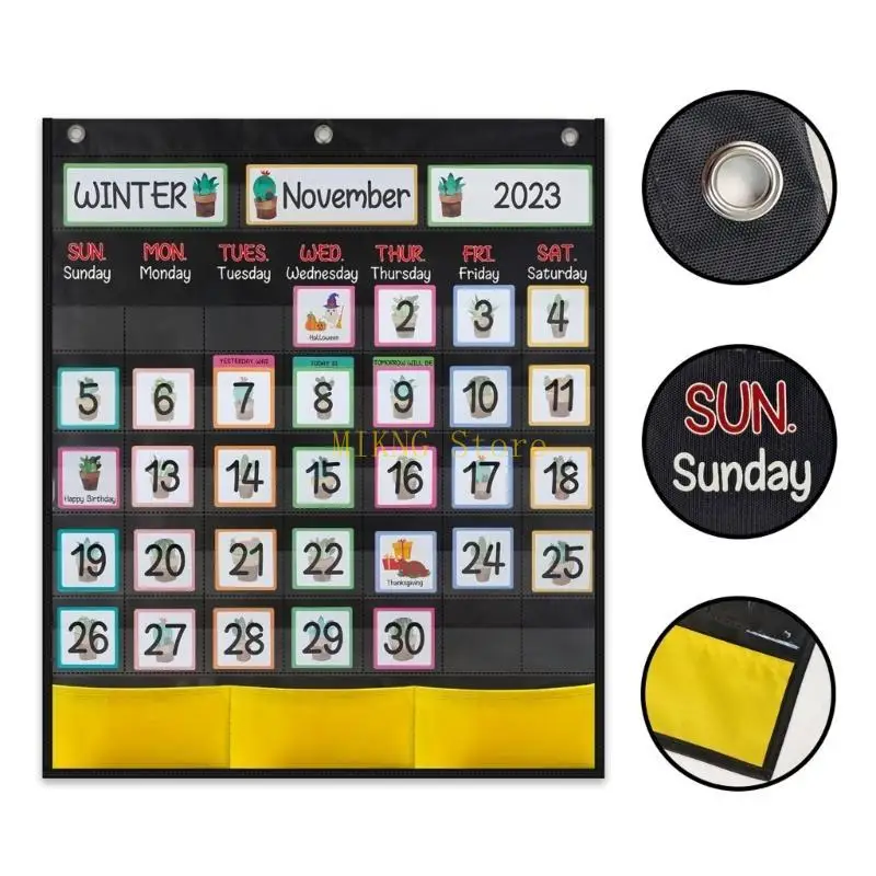 Classroom Monthly Calendar Pocket Chart with 89 Cards for Students Classroom best sale