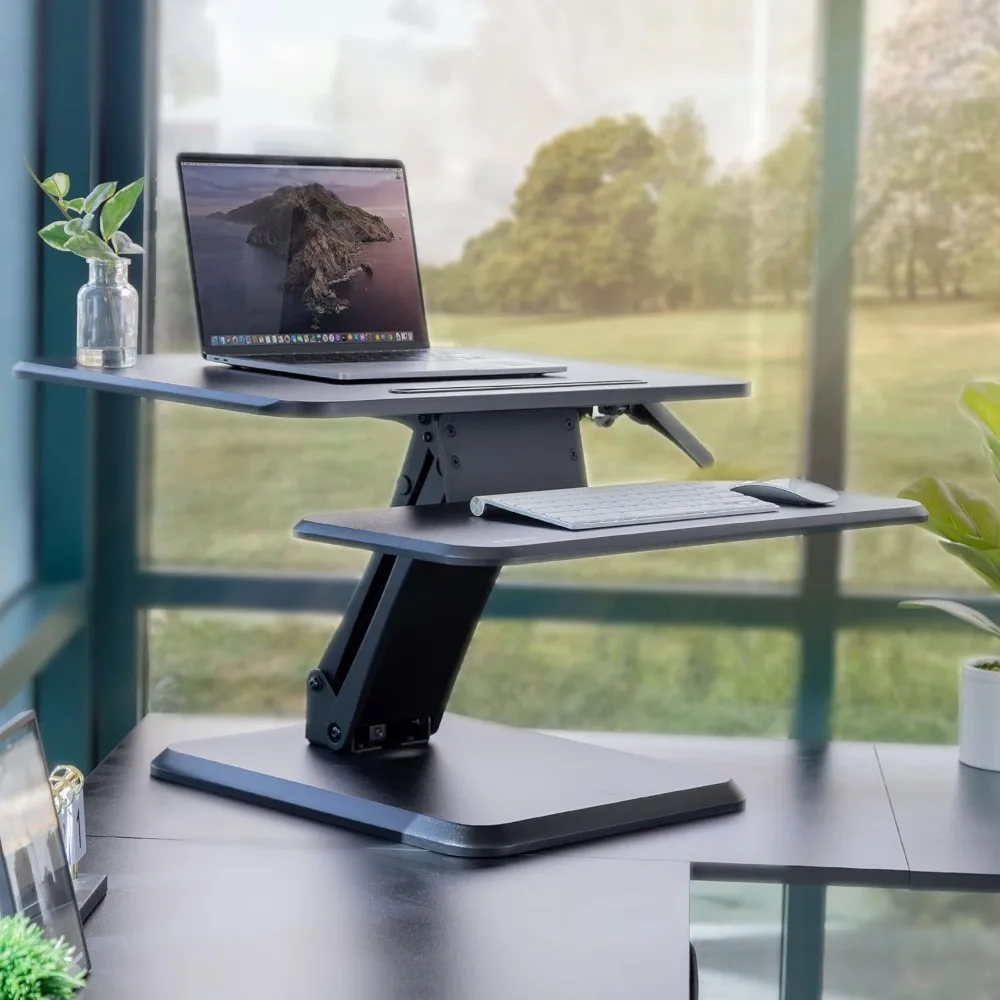 Monte-É! Conversor de mesa permanente, mesa compacta pequena ajustável para laptop de mesa de 25 polegadas - Sit to Stand Mesa ergonômica R