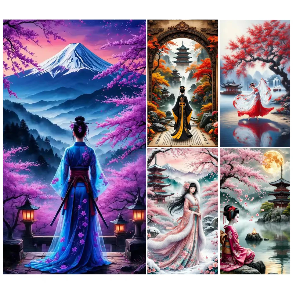 

5D DIY Diamond art Kimono Beauty Full Diamond Mosaic Painting Cross-Stitch Kit Square Round Rhinestones Embroidery Home Decor