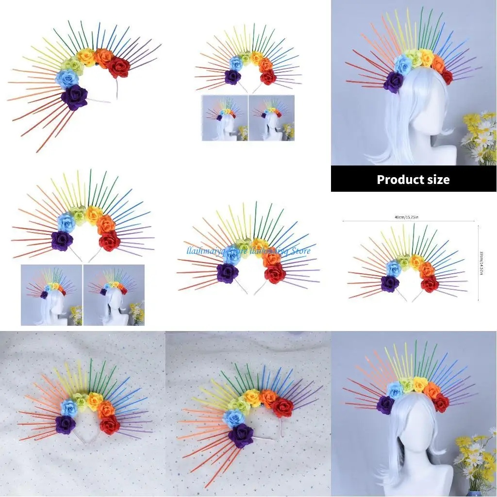 

573B Fantasy Gothic Crowns with Flowers Accent for Halloween Maternity Ensembles