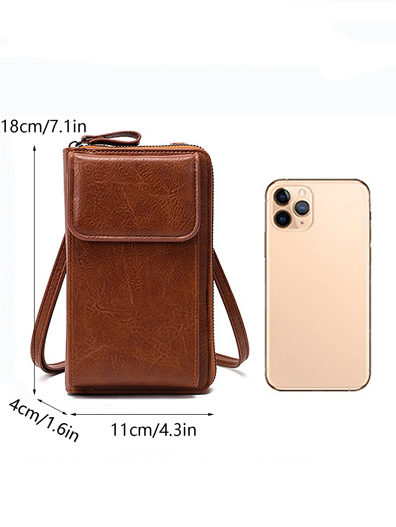 All-Match Zipper Shoulder Bag, Trendy Solid Color Phone Bag, Versatile Purse With Detachable Strap