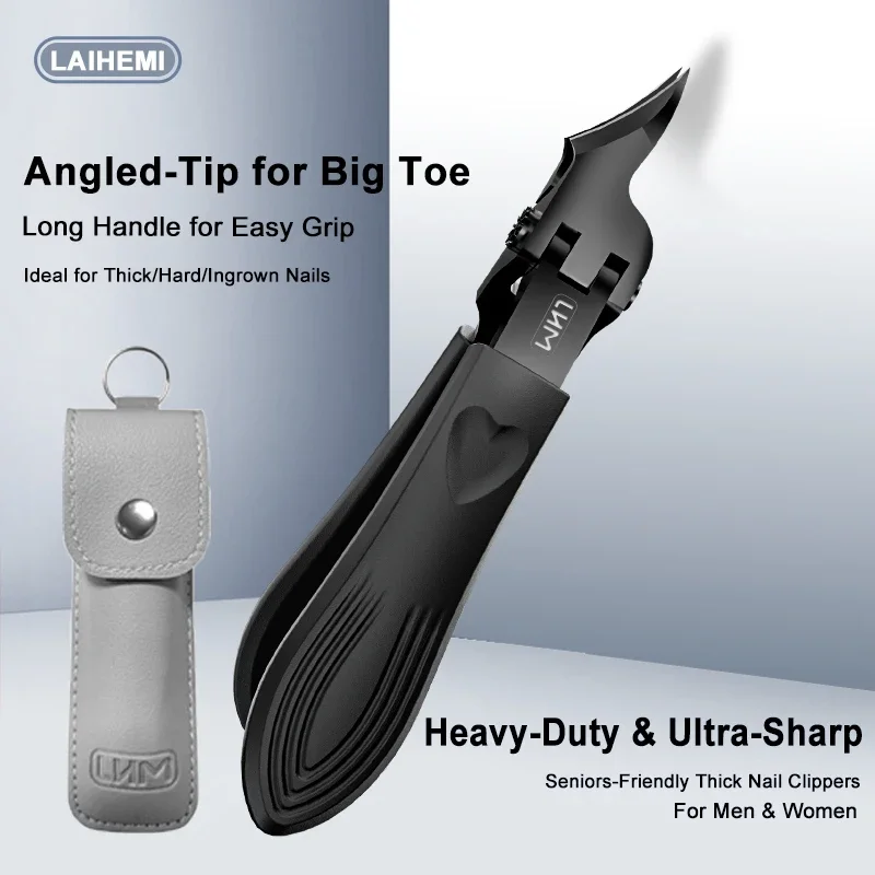 1pc Thick Toenail Clipper Set - Heavy-Duty Angled-Tip Wide Jaw Ingrown Toenail Clippers with Long Handle, Ultra-Sharp Diagonal N
