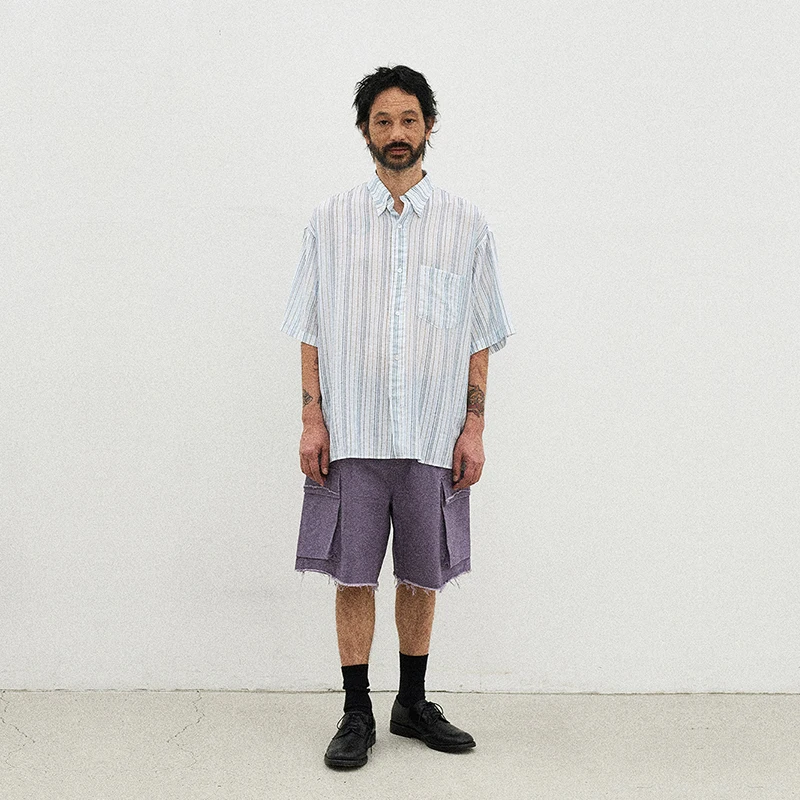 

Waed Vintage oulder-Drop irt Casual Breathable Striped Loose Fit irt by Partimento Cotton Youth Faion Summer irt