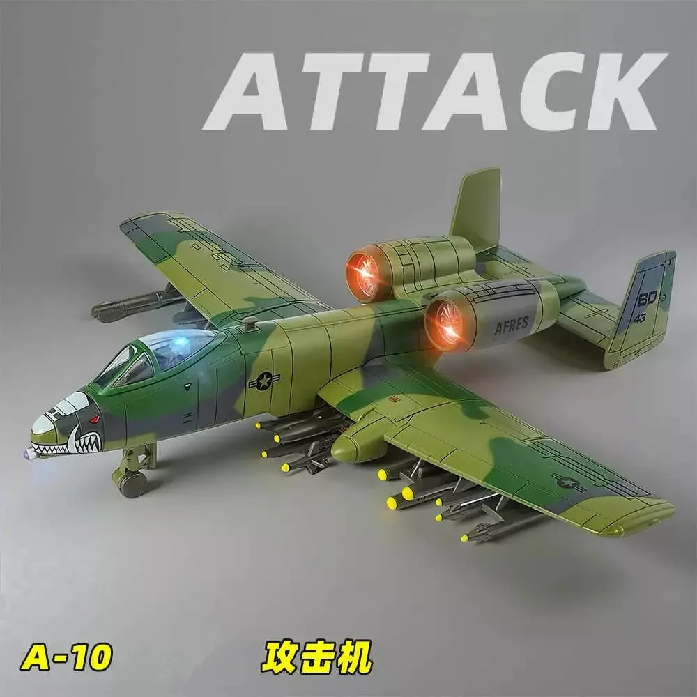 

1/72 Scale Alloy A-10 Attack Diecast Airplane Model Simulation Fighter Sound Light Toy Aviation Ornaments Gift With Base