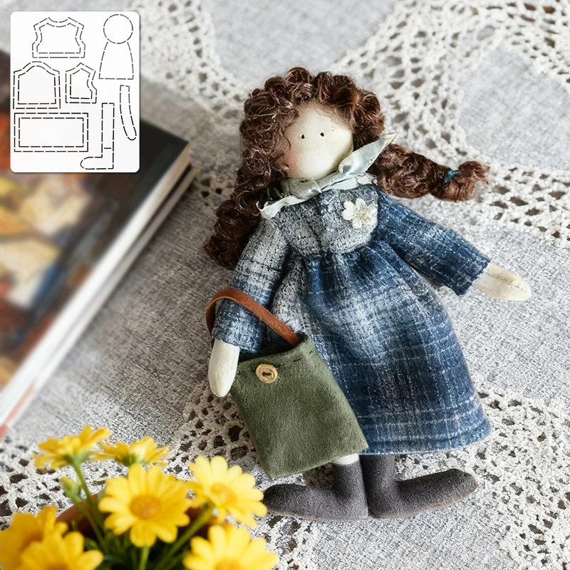 YOMDID 1pc DIY Muster-Tracing Patchwork Vorlage Mädchen im Mantel Ornament Puppe Vorlage DIY Retro Mädchen Puppe PET Nähen Vorlage