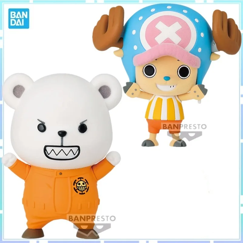 Bandai Original Banpresto Anime One Piece Flocking Fluffy Puffy Tony Tony Chopper Bepo Action Figure Model Collectile Toy Gift