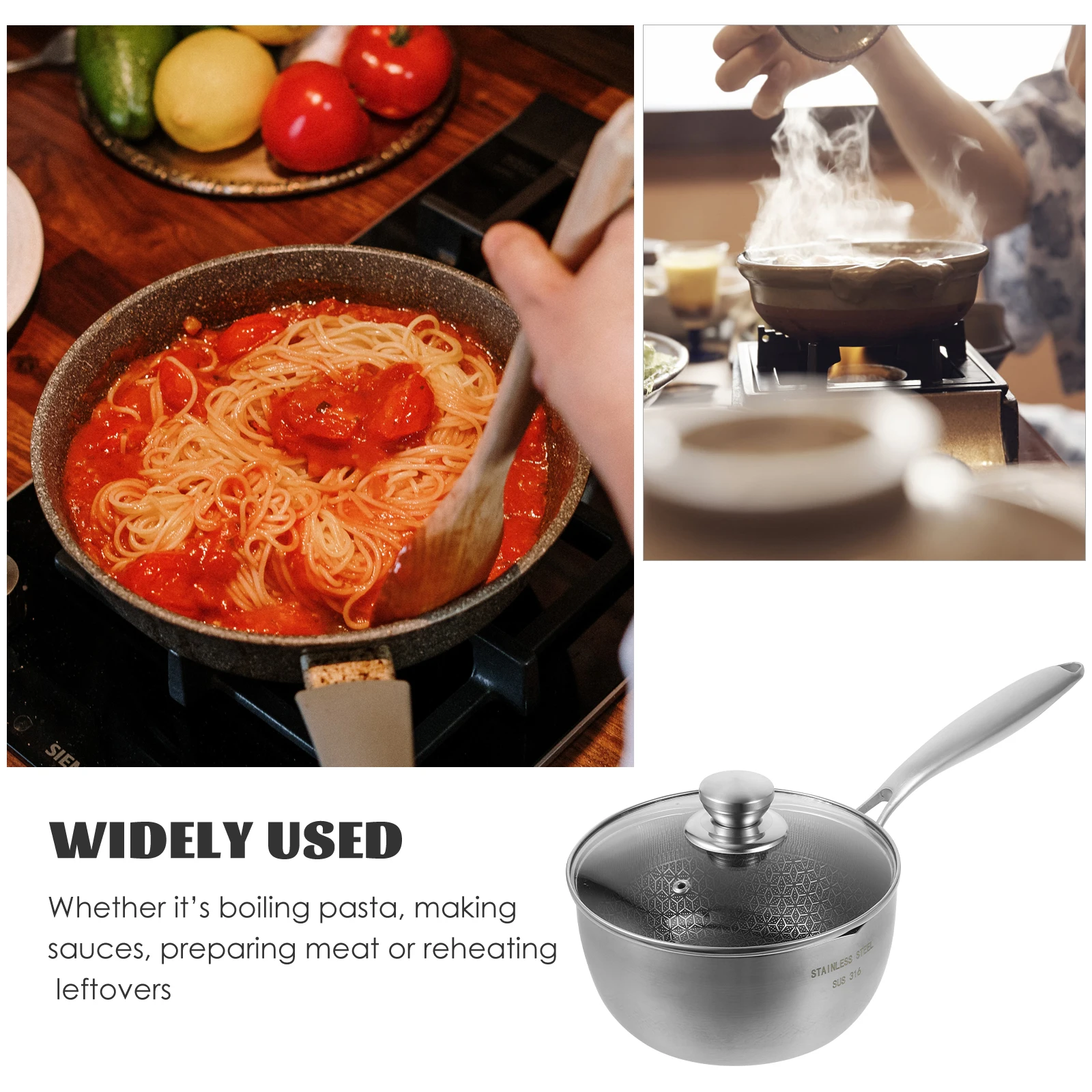 

Stainless Steel Wok Saucepan Butter Melting Pot Frying Pouring Small for Stove Honeycomb