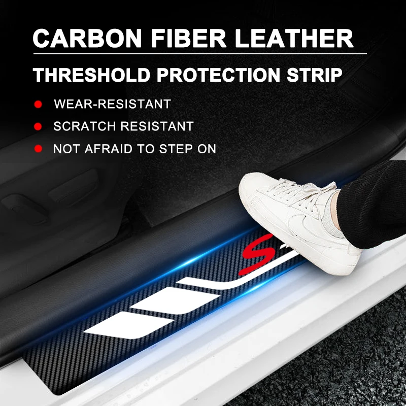 4pcs Car Door Sill Protector Carbon Fiber Sticker Anti Scratch For Ford S Max 2016 2017 2018 2019 mk2 tuning mk1 2015 2006 Acces