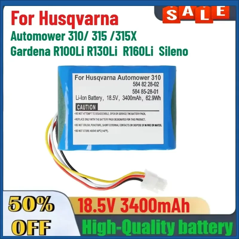 18.5V 3400mAh Lithium Battery for Husqvarna Automower 310/ 315 /315X Gardena R100Li R130Li R160Li Sileno