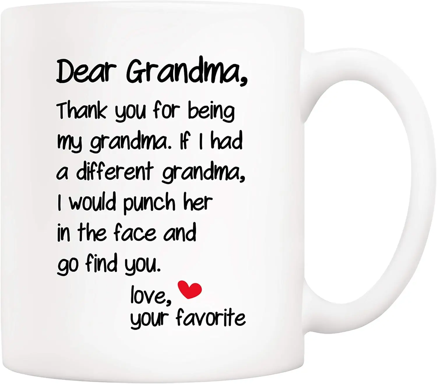 

Mother's Day Coffee Mug Gift for Grandma from Grandchildren, Dear Grandma, Thank you for your company...Love your favorite mug