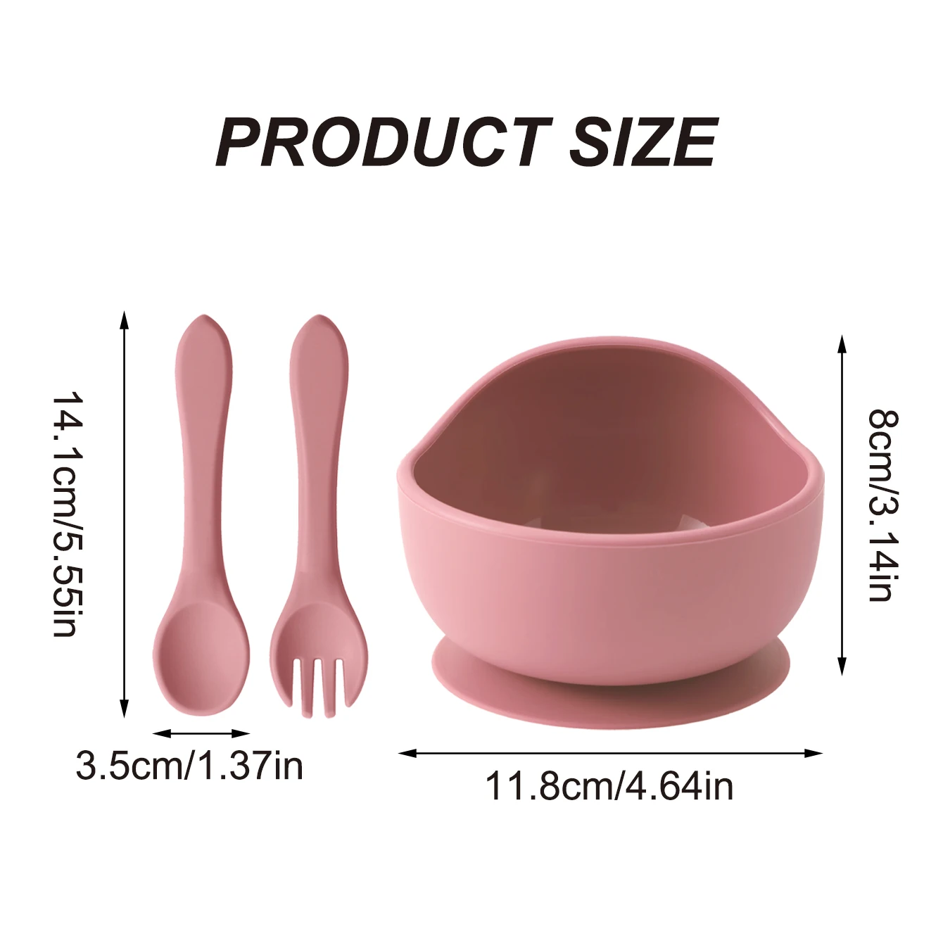 Color Kids 3PCS Silicone Baby Feeding Set Suction Bowl BPA Free Toddler Self Feeding Training Spoon Fork Tableware Gifts view 5
