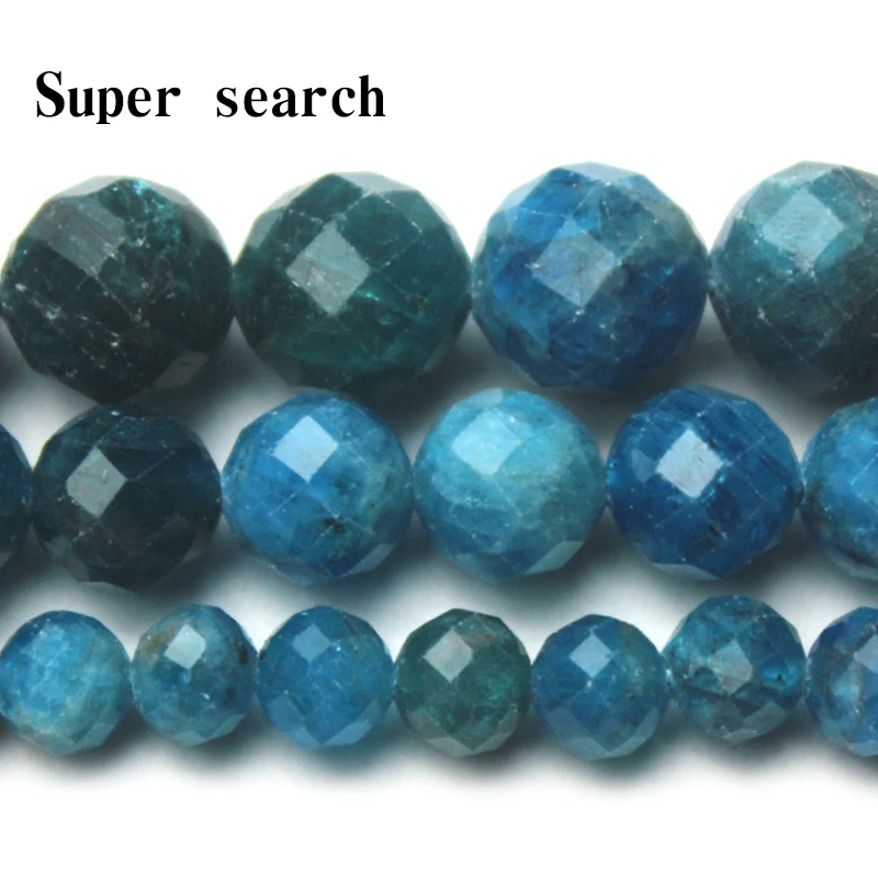 

Natural Apatite Beads Faceted Round Loose Beads With Cut Surfaces Handmade DIY Chain Necklace Bracelet Jewelry Accessories