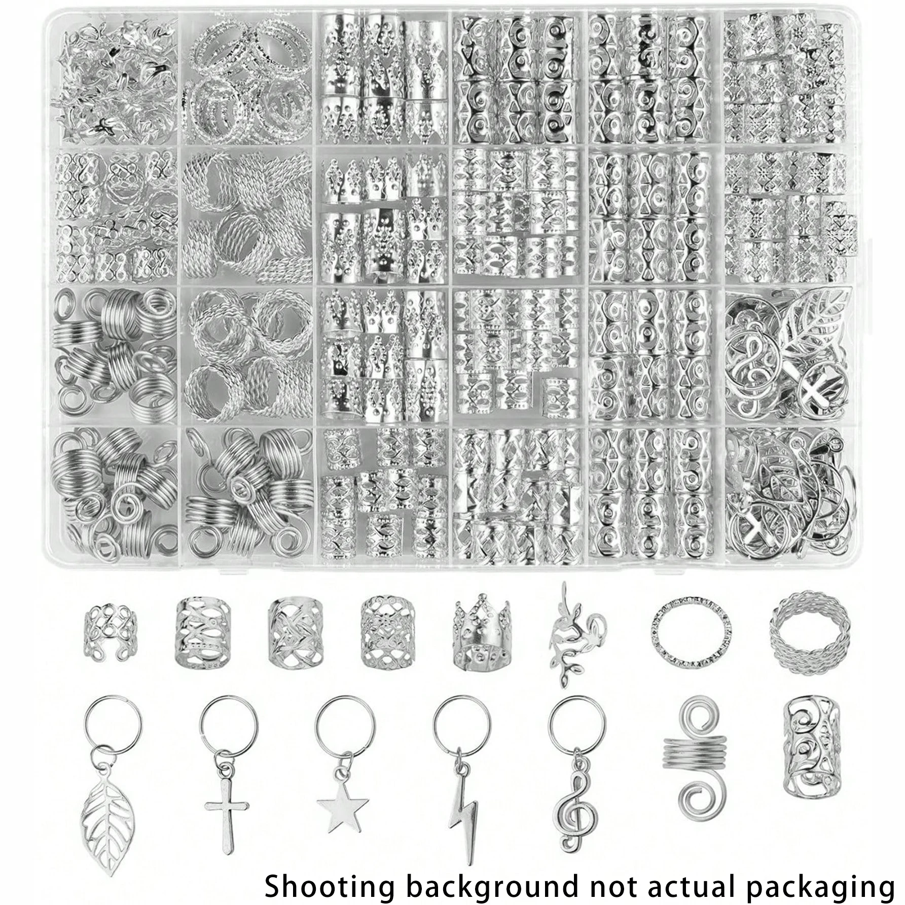 

275pcs Hair Jewelry For Braids ,Gold and Silver Hair Alloy Pendants For Braid,Jewelry For Hair Dreadlock With Ring Cudds Charm D