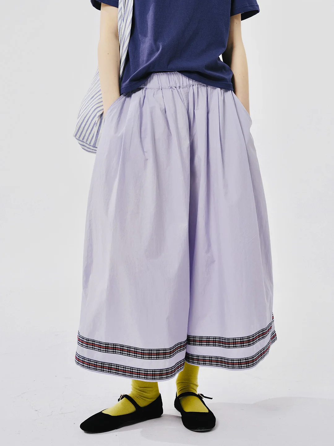 IMAKOKONI-pantalones holgados de pierna ancha para mujer, pantalón morado con bolsillo y cintura elástica, diseño original, 244541