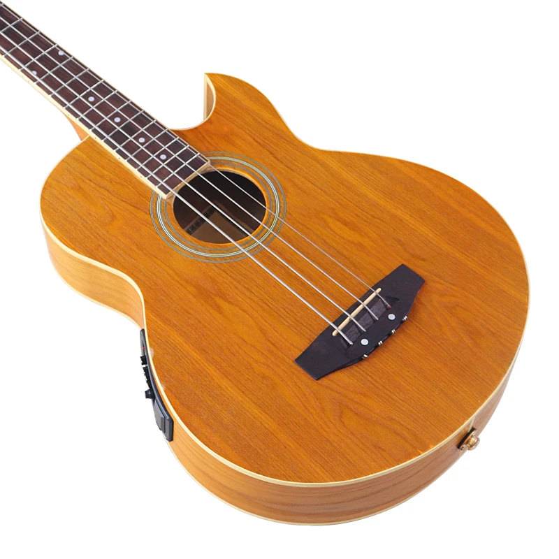 Stock 4 Strings Electric Acoustic Bass Guitar 43 Inch Ashwood Body Cutaway Design Folk Guitar With Small Flaw