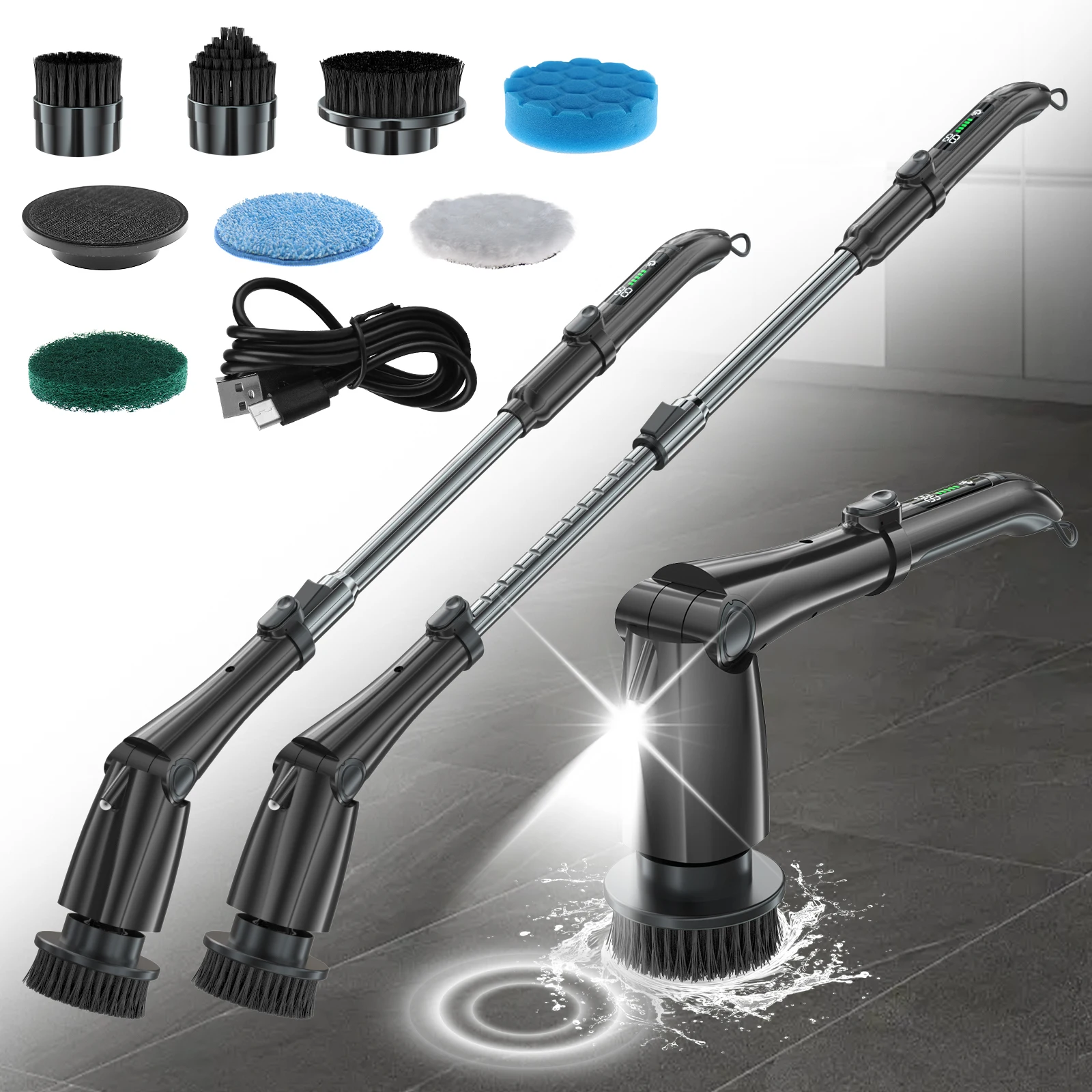 

XP7 Waterproof 8 in 1 Kitchen Electric Spin Scrubber Cleaning Brush Electric Brushes with 4000mah