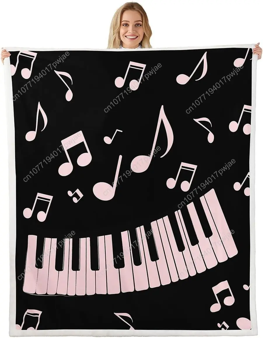 

Feelyou Music Sherpa Blanket Throw Black Pink Fleece Throw Blanket for Bed Sofa Couch Hip Hop Plush Blanket Musical Inst