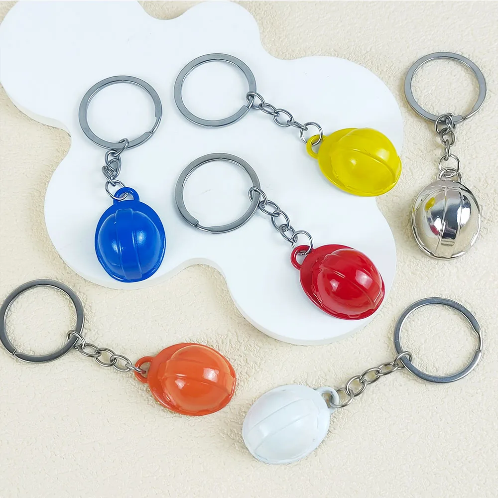 Creative Hard Hat Keychain Mini Construction Hat Keyrings Miniature Construction Helmets Small Safety Hats Charms Accessories